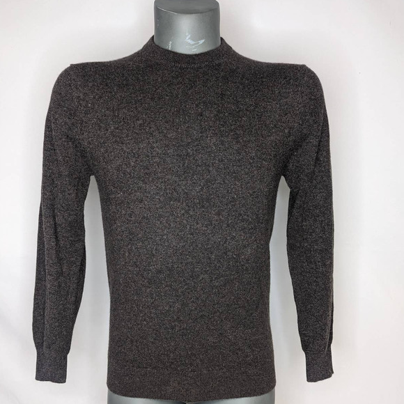 NWT Zara 100% CASHMERE Long Sleeve Pullover Crew Neck Sweater Brown Mens Small - Picture 1 of 6